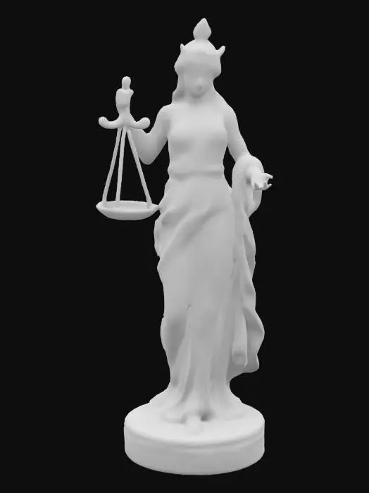 3D model for Create a 3D model of Libra as a figure holding scale with two bowls on each side, symbolizing balance and diplomacy. Dressed in flowing robes with harmony-inspired carvings. Scales feature ornate engravings. Poised stance. Deep-carved textures emphasize fabric and scale details. Well-lit, ultra-realistic, highly detailed. Negative Prompt: blurry, cartoonish, mismatched proportions, low resolution, poorly defined features.