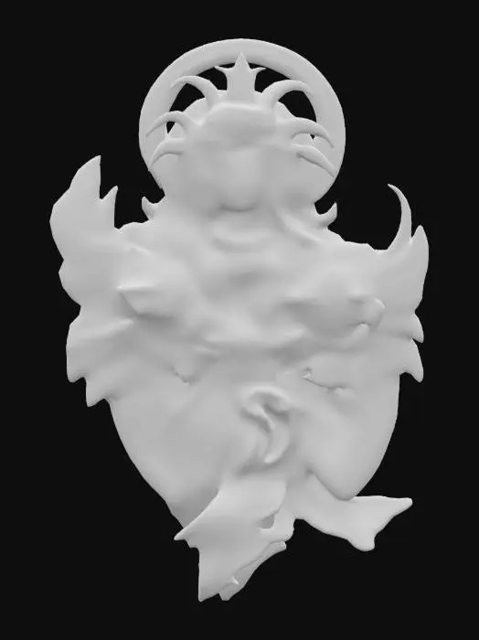 3D model for Create a 3D model of Pisces as twin fish swimming in a spiral around a serene humanoid figure. Robes feature oceanic patterns with flowing fins. Dynamic pose reflecting unity. Deep-carved textures highlight fish scales and wave motifs. Well-lit, ultra-realistic, highly detailed. Negative Prompt: blurry, cartoonish, low resolution, mismatched proportions, poorly defined details.