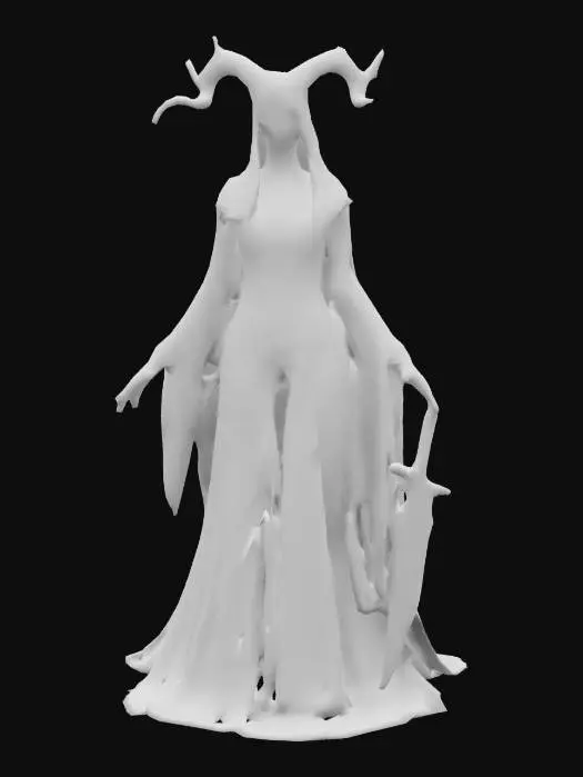 3D model for A sinister high priestess, her skin painted in ritualistic blood symbols, wearing ornate golden robes stained with dark streaks. Her face is concealed by an intricate bone mask, with crimson light seeping from the cracks. Long fingernails, dipped in dried blood, hold a sacrificial dagger, while her robes flow unnaturally, defying gravity. Ultra-realistic carvings, deep-textured materials, eerie atmosphere.
Negative Prompt: Smooth, cartoony, unrealistic lighting, plastic-like materials., #women#