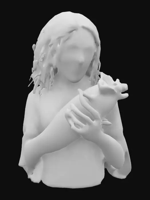 3D model for A haggard, decayed woman, her face sunken, mouth permanently twisted in agony. Her arms cradle an empty bundle, wrapped in rotting cloth. Black tears streak her face, her hair is tangled and matted, and her elongated fingers are cracked and bony. The gown is stained with time, its lace fused with flesh, pulsating as if alive. Ultra-detailed deep engravings, realistic decayed textures.
Negative Prompt: Doll-like, smooth, emotionless, overly symmetrical., #women#