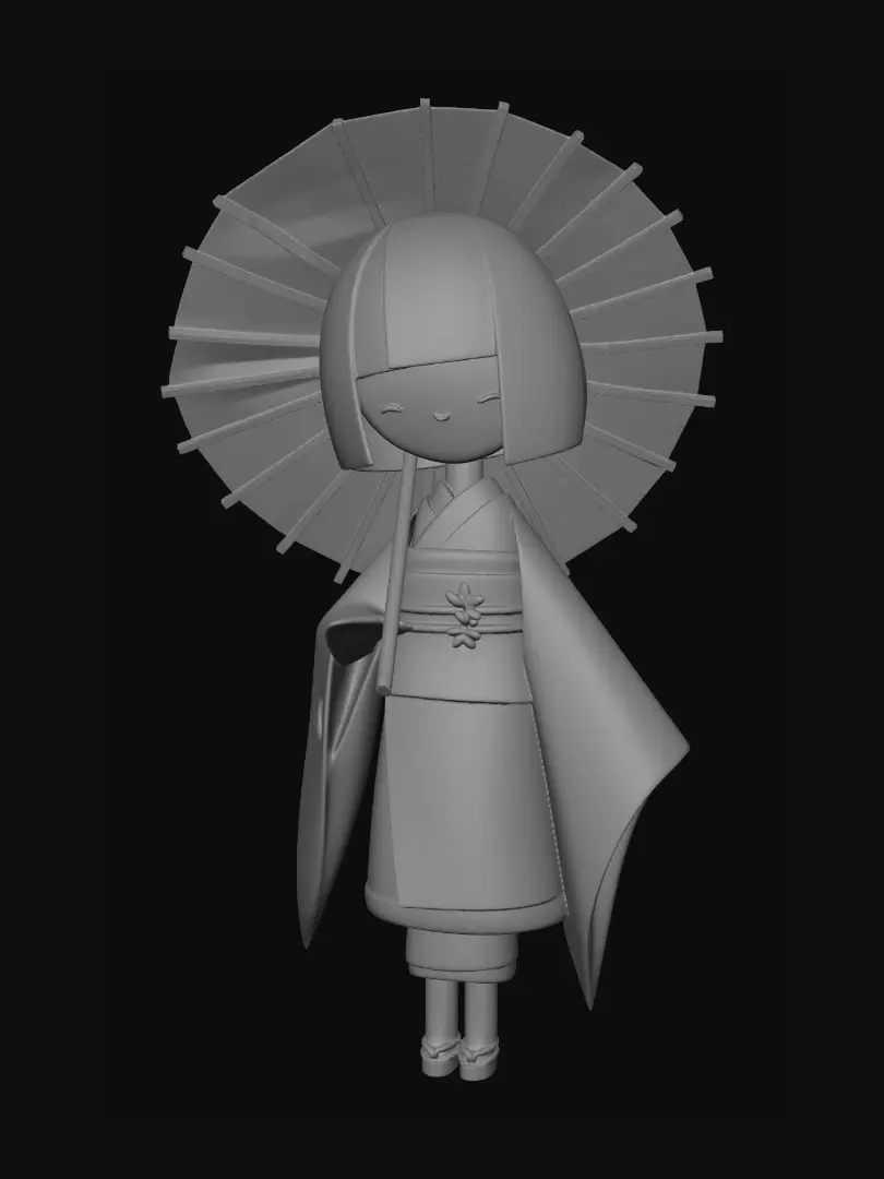 3D model for Crimson Parasol Geisha