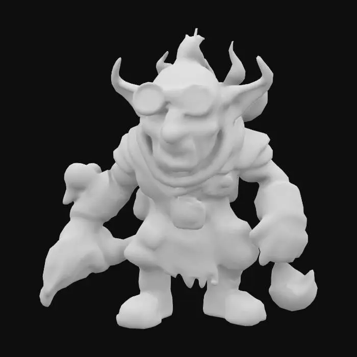 3D model for A wicked, grinning goblin, clad in patchwork armor reinforced with explosives. His leather belt is filled with grenades and makeshift bombs, while his rusty goggles reflect flickering flames. His dagger drips with poison, and his thin, wiry frame is covered in burn scars from past sabotage missions. Ultra-detailed textures, deep-carved armor etchings, high-resolution lighting effects., #game figure#