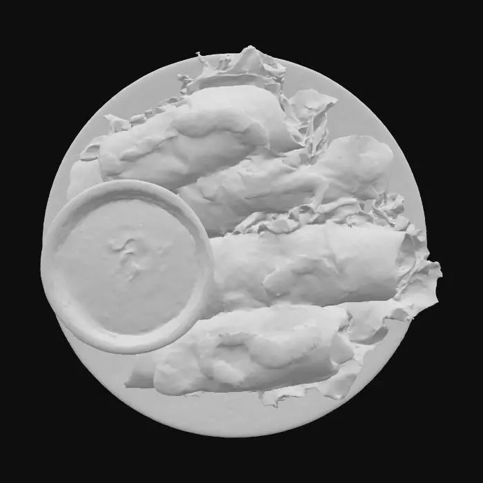 3D model for Shrimp Spring Rolls with Peanut Sauce, #food#