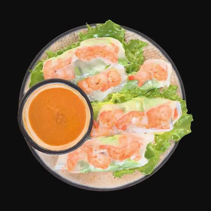3D model for Shrimp Spring Rolls with Peanut Sauce, #food#
