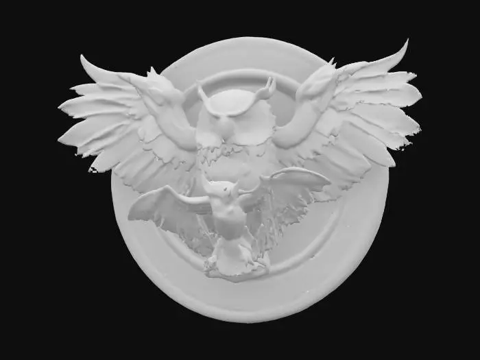 3D model for An epic mythical Owl catching a weak and scared bat, emblem, #emblem#