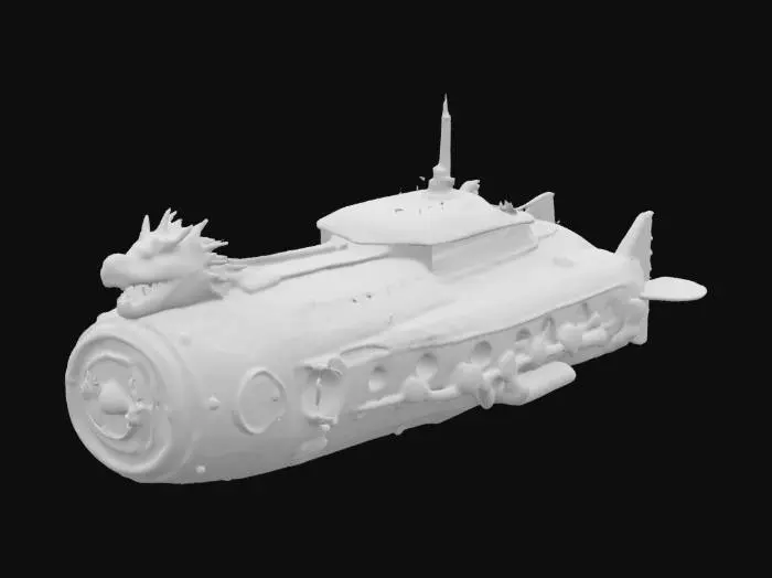 3D model for multi-oared submarine, drakkar-like submarine, underwater viking's vessel, #ocean#