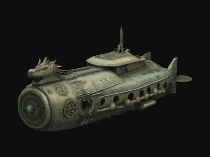 3D model for multi-oared submarine, drakkar-like submarine, underwater viking's vessel, #ocean#