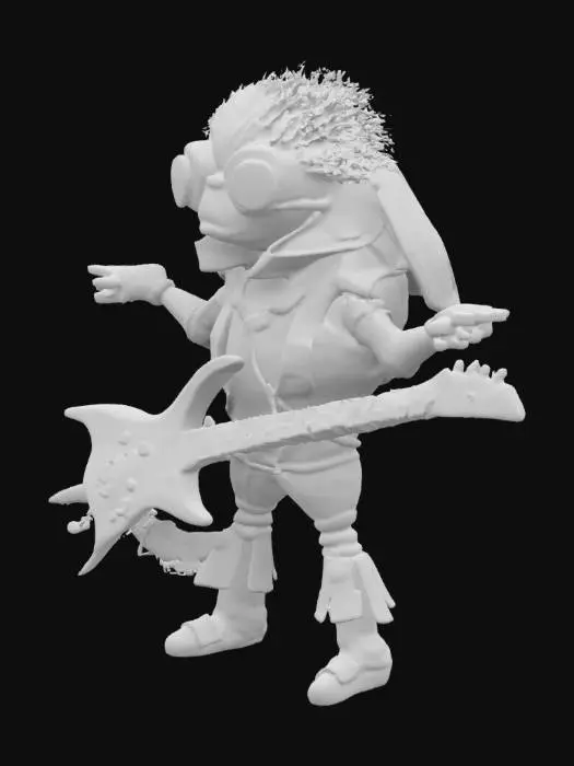 3D model for Character T-pose. steampunk interstellar Elvis rock-n-roll monster fish