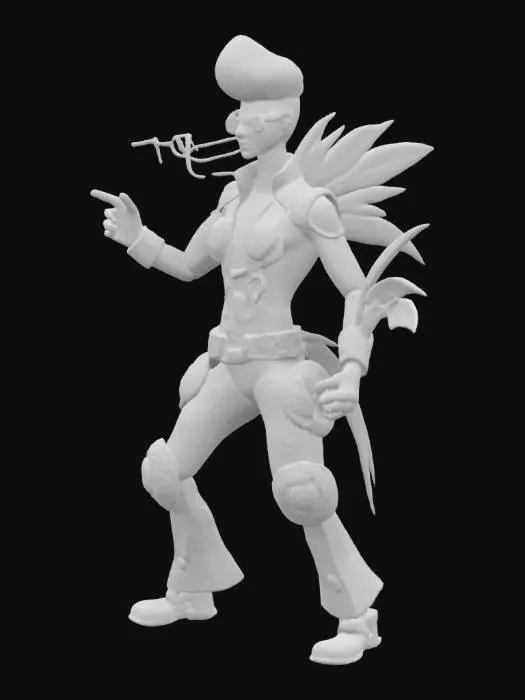 3D model for Character T-pose. steampunk interstellar Elvis rock-n-roll monster fish