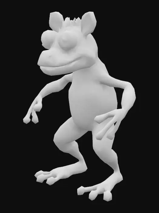 3D model for character. A man, looking like zebra and a frog same time. Low-poly. legs are spread asides for better rigging.