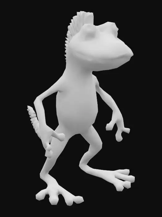 3D model for character. A man, looking like zebra and a frog same time. Low-poly. legs are spread asides for better rigging.