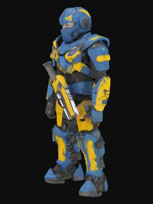 3D model for [Ukraine] Український воїн - кіборг, що захищає пошкоджений аеропорт Донецька #AroundTheWorld#