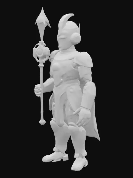 3D model for [Ukraine] Український гетьман Богдан Хмельницький у вигляді металевого робота з майбутнього. Обличчя схоже на історичну людину, в руках гетьманська булава. Портрет #AroundTheWorld#