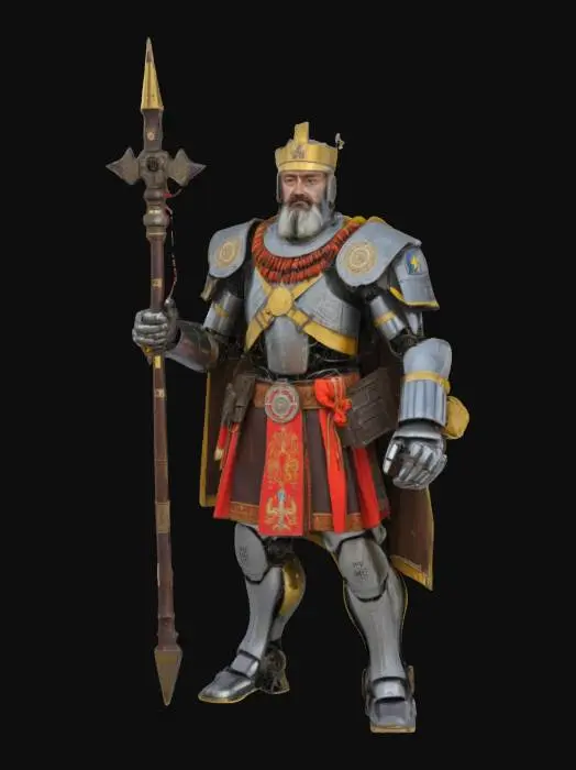 3D model for [Ukraine] Український гетьман Богдан Хмельницький у вигляді металевого робота з майбутнього. Обличчя схоже на історичну людину, в руках гетьманська булава. Портрет #AroundTheWorld#