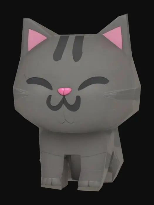 3D model for Happy Kitty Illustration