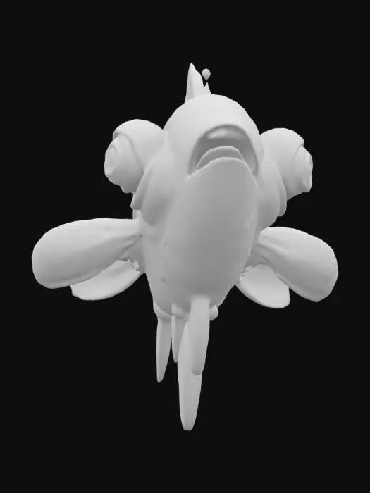 3D model for steampunk robot-fish, looking like Elvis Prestley. Character in T-pose. High detail, #ocean#