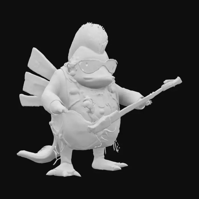 3D model for Character T-pose. steampunk interstellar Elvis rock-n-roll monster fish