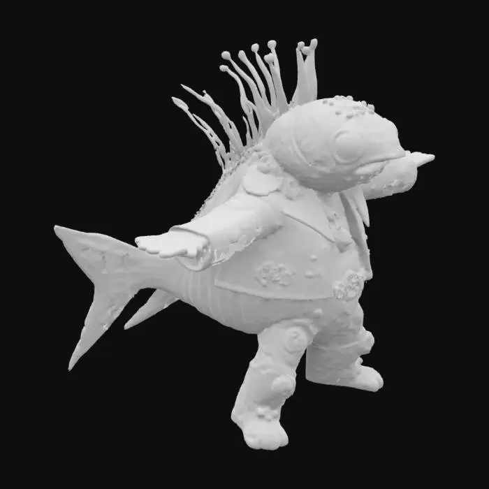 3D model for Character T-pose. steampunk interstellar Elvis rock-n-roll monster fish
