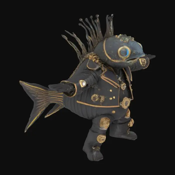 3D model for Character T-pose. steampunk interstellar Elvis rock-n-roll monster fish