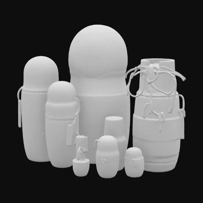3D model for [Russia] Matryoshka, but aviabomb: few deadly bombs, opening, one inside another, as matryoshka-toy. #AroundTheWorld#