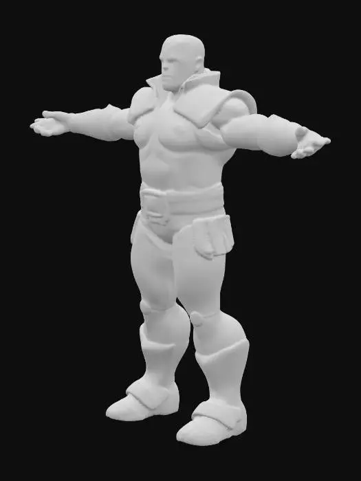 3D model for Personaggio umano adatto a un fps arena muscoloso con armatura, in stile Doom, sguardo e espressione minacciosi