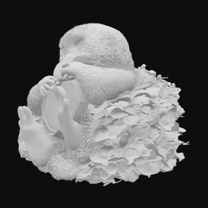 3D model for 哈利波特神奇动物在哪里的嗅嗅抱着一颗大金币，躺在一堆金币里