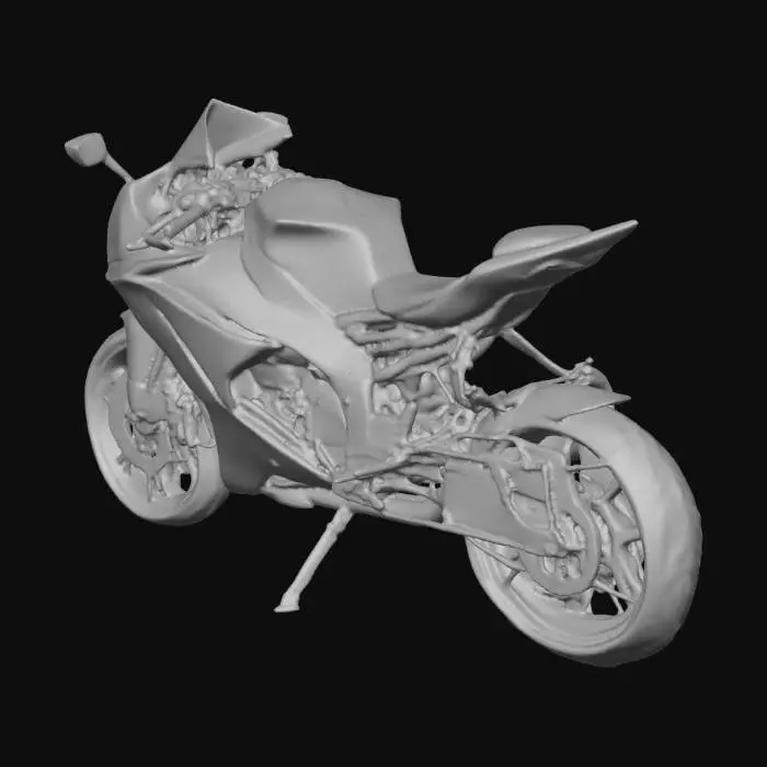 3D model for a blue motorcycle with details