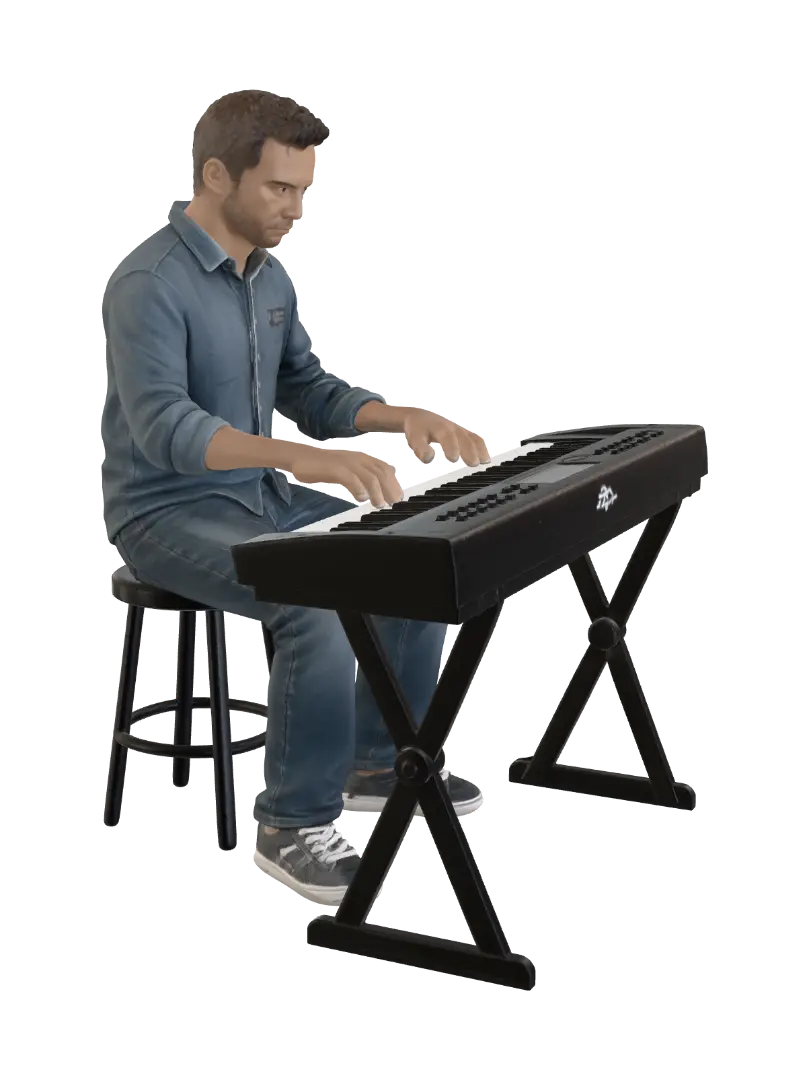 musician-keyboard-3d - Player-3D-modell, genererad av AI