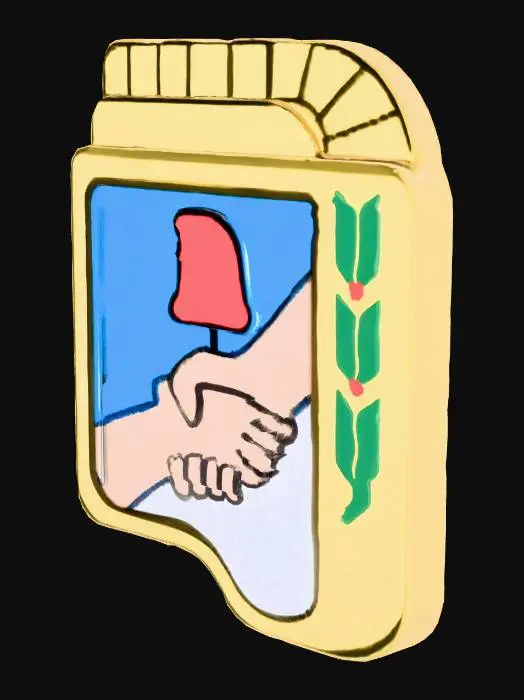 3D model for Coat of Arms with Shaking Hands and Flower