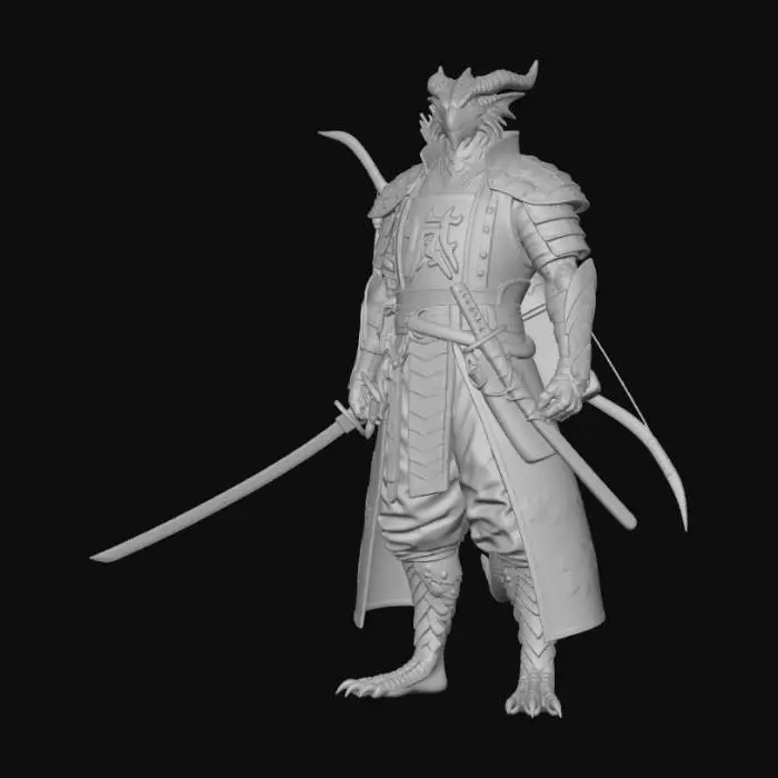 3D model for Dragon Samurai Warrior
