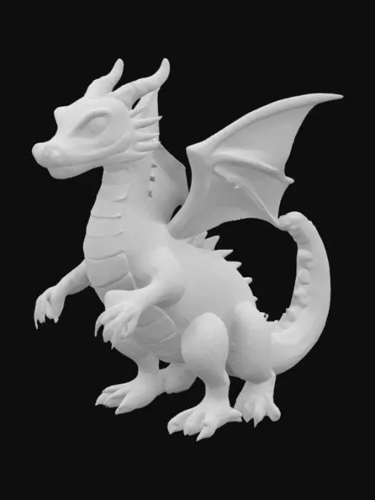 3D model for “Un petit dragon articulé imprimable en 3D, avec un design détaillé et des écailles texturées. Son corps est composé de segments reliés par des articulations flexibles, permettant des mouvements fluides. Il a une tête expressive avec des yeux perçants, des ailes repliables et une longue queue souple. Son apparence est inspirée des dragons asiatiques, élégant et sinueux, avec des griffes acérées et de petites cornes sur le crâne.”