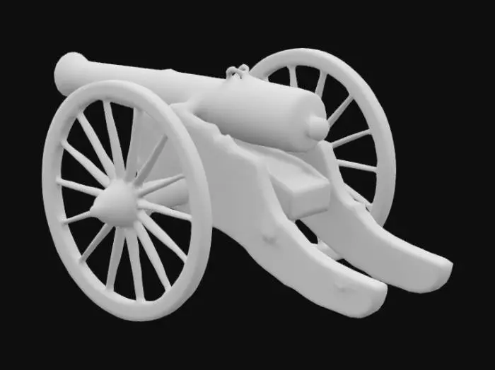 3D model for naval wheeled 12 pounder cannon