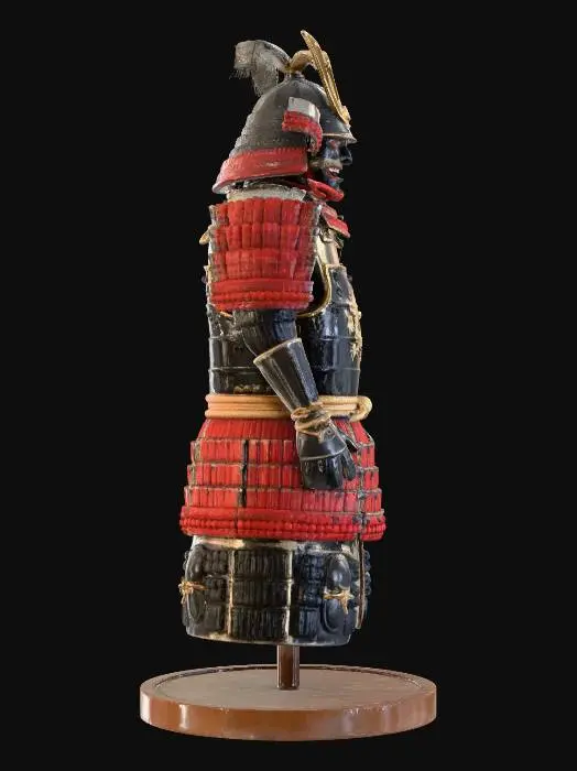 3D model for Red and Black Samurai Armor on Display