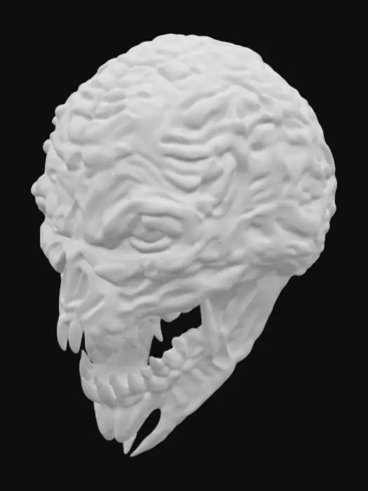 3D model for A very highly detailed and anatomaly correct scary monster head . it should be gross and darkish and  highly detailed 