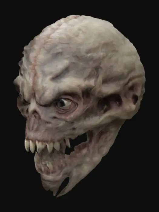 3D model for A very highly detailed and anatomaly correct scary monster head . it should be gross and darkish and  highly detailed 