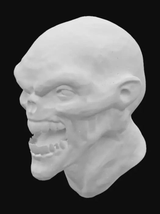 3D model for A very highly detailed and anatomaly correct scary monster head . it should be gross and darkish and  highly detailed 