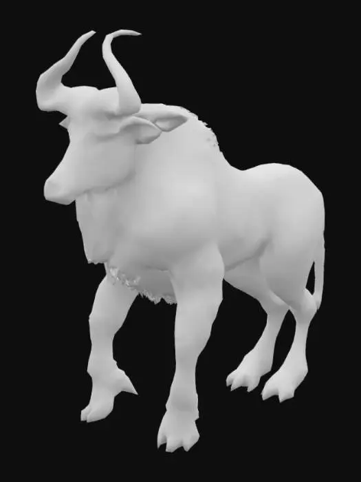 3D model for post-apocalyptic, a realistic slightly mutated minotaur with fungal growths in the style of Takahide Hori, Phil Tippett, Guillermo del Toro and Tim Burton, Highly Detailed

