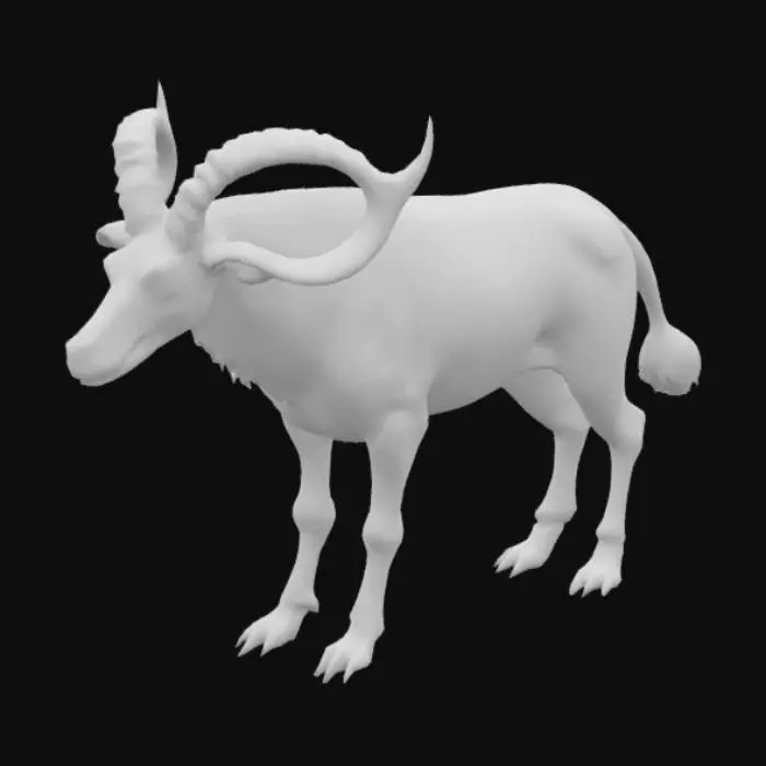 3D model for post-apocalyptic, a realistic slightly mutated minotaur with fungal growths in the style of Takahide Hori, Phil Tippett, Guillermo del Toro and Tim Burton, Highly Detailed

