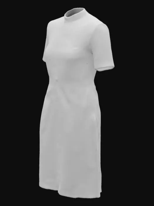 3D model for Black Midi Dress in a short hair model