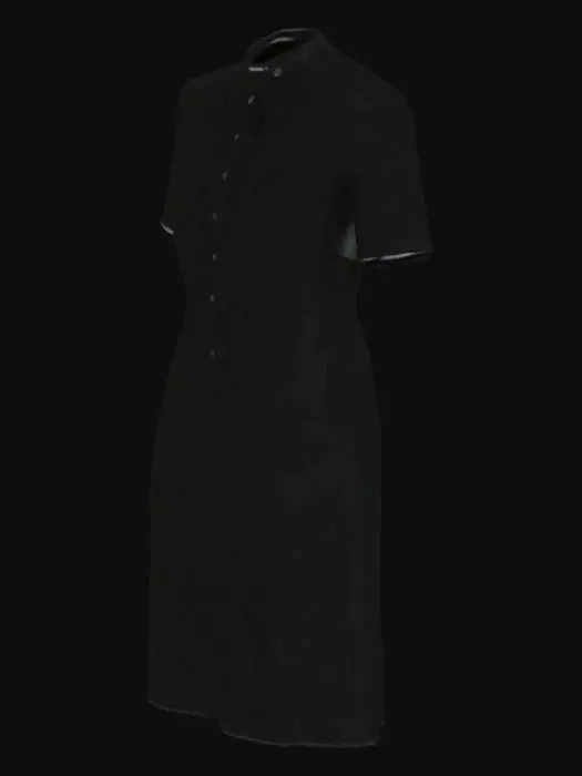 3D model for Black Midi Dress in a short hair model