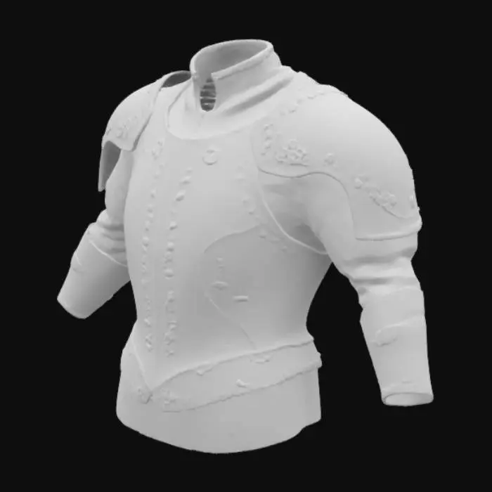 3D model for Armor for the upper body. The armor is royalty and shines a lot. Its medieval and is more a looks then protection. the armor itself is made out of gold. A embroidered undershirt is under the armor. The armor is fancy and shiny. The gold shine is very polished. 