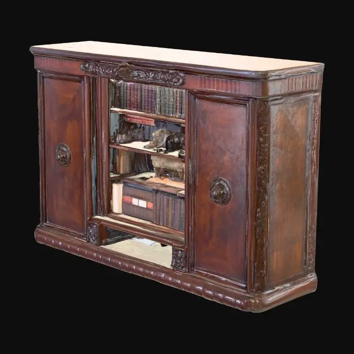 3D model for Curio Cabinet with Books and Figurines