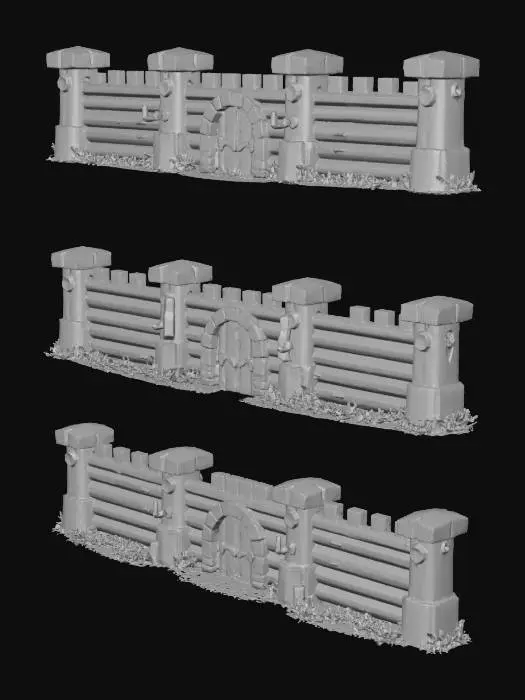 3D model for Medieval Wooden Fortress Walls