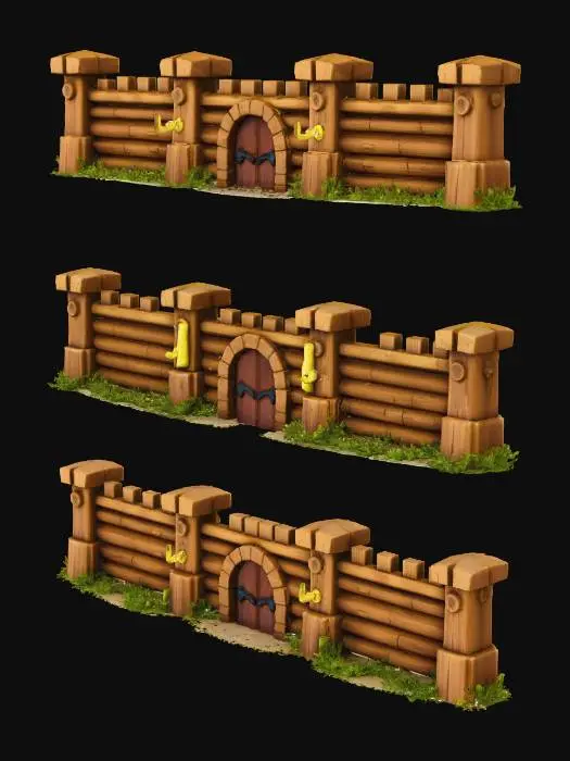 3D model for Medieval Wooden Fortress Walls