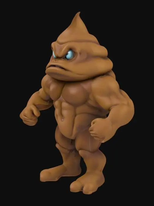 3D model for Humanoid Buff Poop Emoji Angry Face