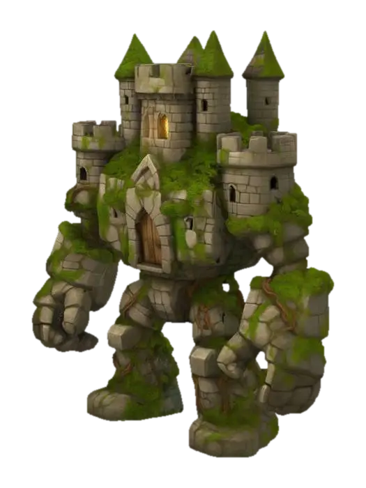 GeniusVoxel的Castle Golem — 使用 Meshy AI 3D 生成器制作，免费下载 FBX OBJ GLB STL