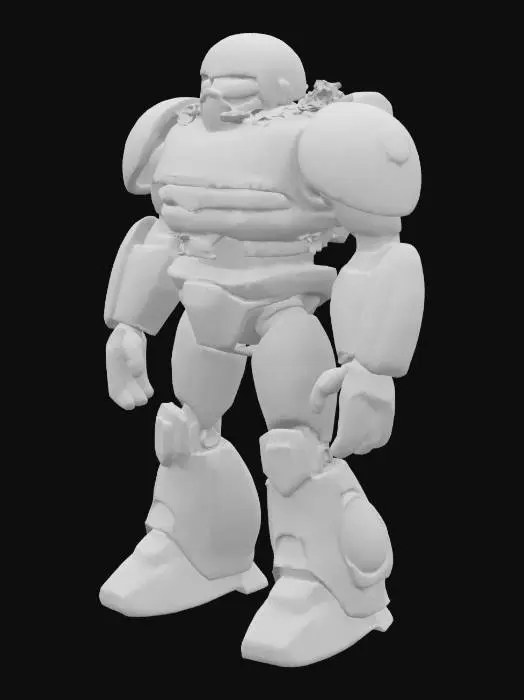 3D model for [USA] Hamburger Mech: A giant heroic robot made entirely of hamburger ingredients, rounded sesame seed buns as shoulder and chest armor, melted cheese plates covering joints, lettuce cape flowing behind, tomato and onion shields on arms, pickles embedded as glowing energy cores, powerful flexing pose, cartoon style, symmetrical, watertight, highly detailed, solid printable 3D style, no background clutter, full-body character focus, #AroundTheWorld#