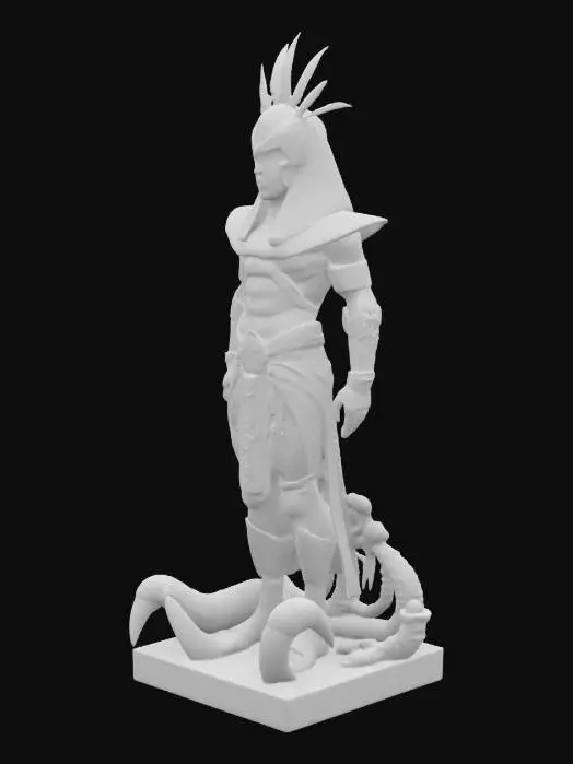 3D model for [Egypt] Scorpion Pharaoh, A humanoid statue with a scorpion lower body (like a tail + pincers), covered in gold-plated armor, Headpiece shaped like a pharaoh’s crown, with scarabs crawling along its back, Vibe: ancient executioner of the sands, #AroundTheWorld#