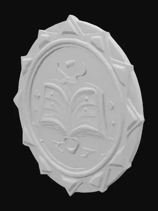 3D model for Diamond style border, edges like a coin, Open Book in the middle a icon for the thirst of open source knowledge , #emblem#