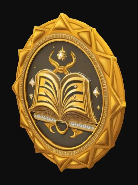 3D model for Diamond style border, edges like a coin, Open Book in the middle a icon for the thirst of open source knowledge , #emblem#